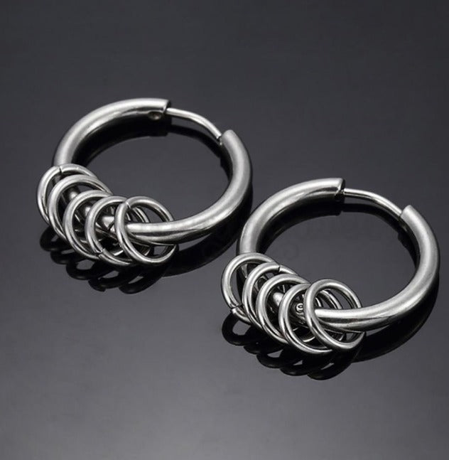 12MM Unisex Mini Hollow Bead Pendants Huggie Hoop Ring Fashion Punk Earrings