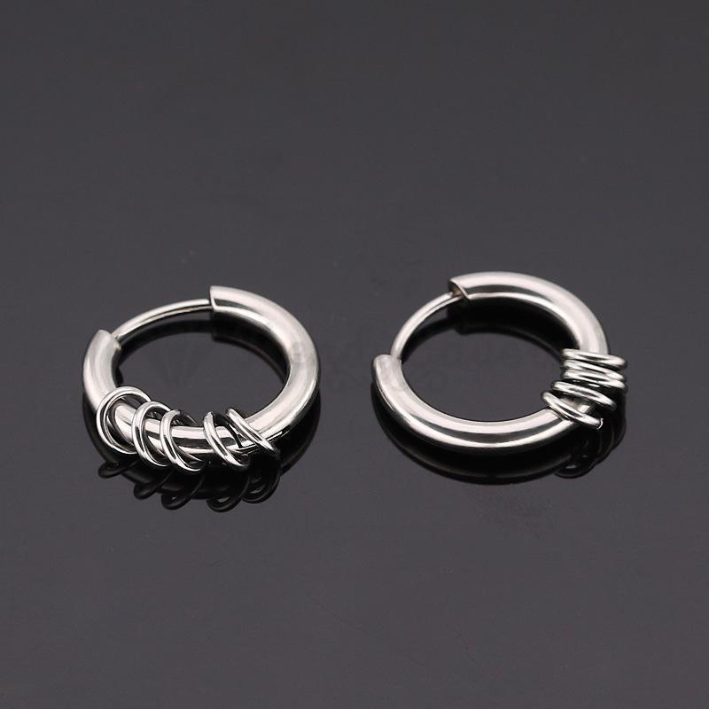 12MM Unisex Mini Hollow Bead Pendants Huggie Hoop Ring Fashion Punk Earrings