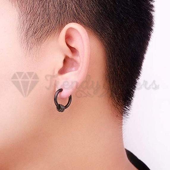 10MM Lightweight Black Unisex Huggie Hoop Ring Sleeper Surgical Steel Earrings