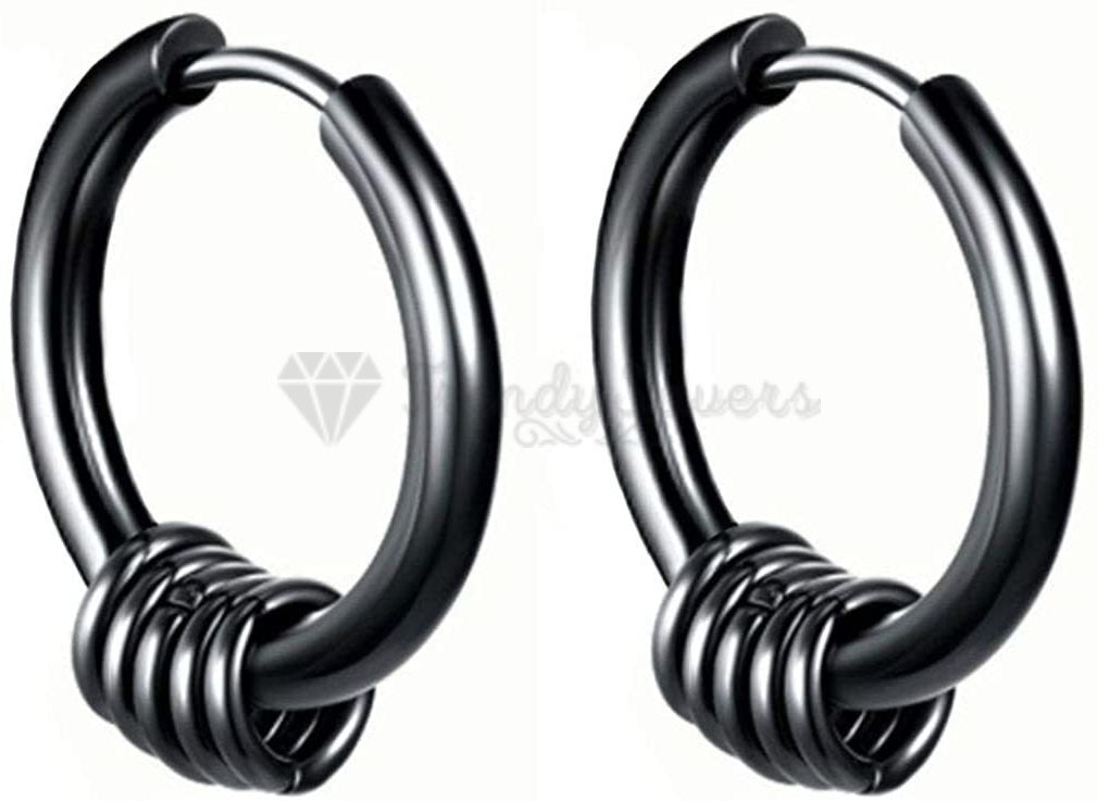 10MM Lightweight Black Unisex Huggie Hoop Ring Sleeper Surgical Steel Earrings