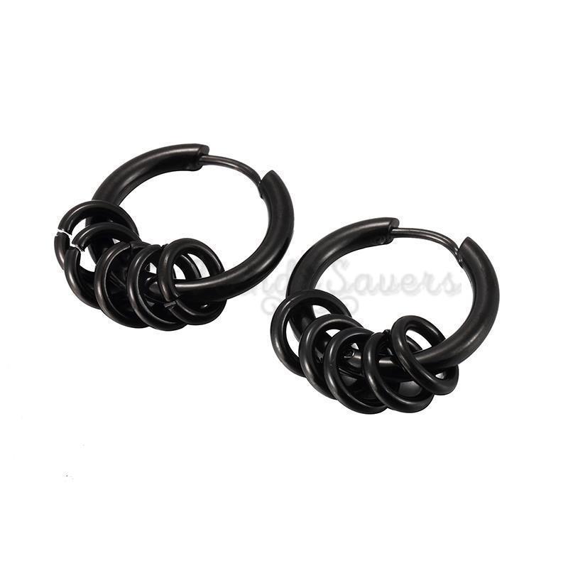 10MM Lightweight Black Unisex Huggie Hoop Ring Sleeper Surgical Steel Earrings