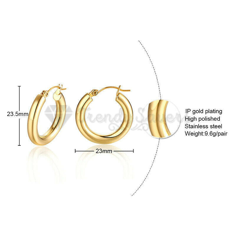 Dazzling Gold Ear Hoops Huggies Medium Thick Hollow Cartilage Women Fashion Earrings