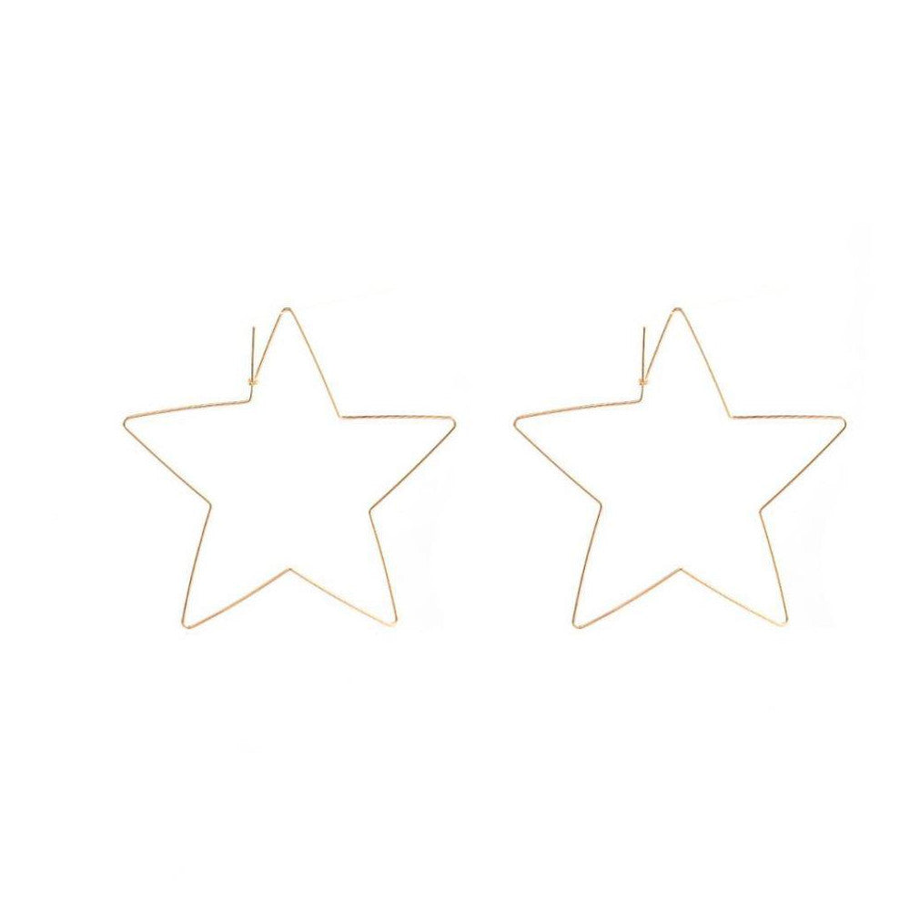 14ct Gold Plated Patriotic Celestial Star Dangle Ear Hoop Fashion Earrings