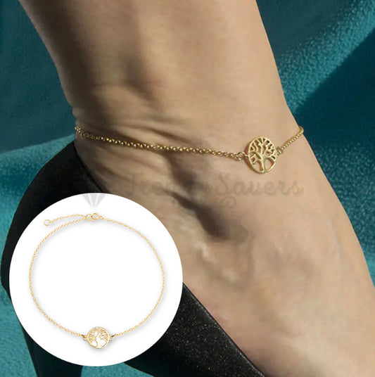 Stainless Steel Gold Tree Of Life Pendant Charm Leg Chain Foot Bracelet Anklet