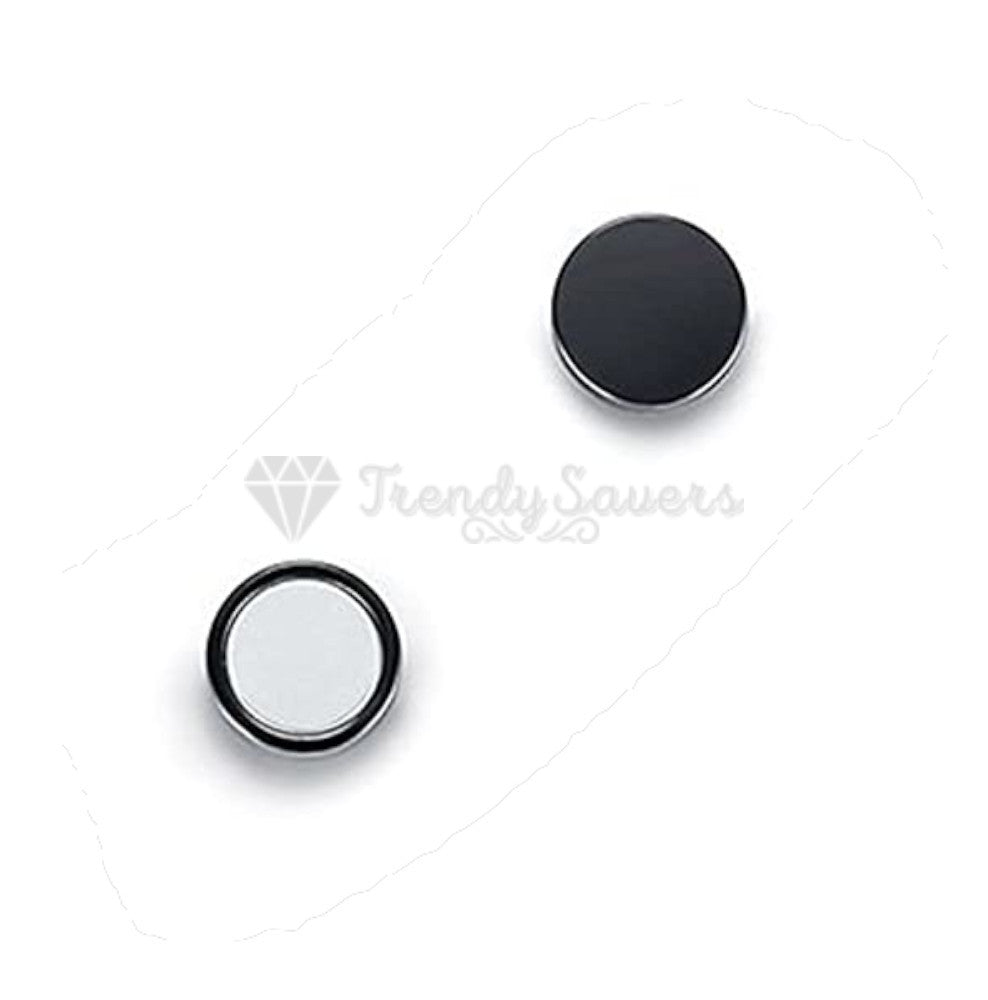 Surgical Steel Magnetic Non Piercing Round Black Punk Gothic Stud Earrings 8MM