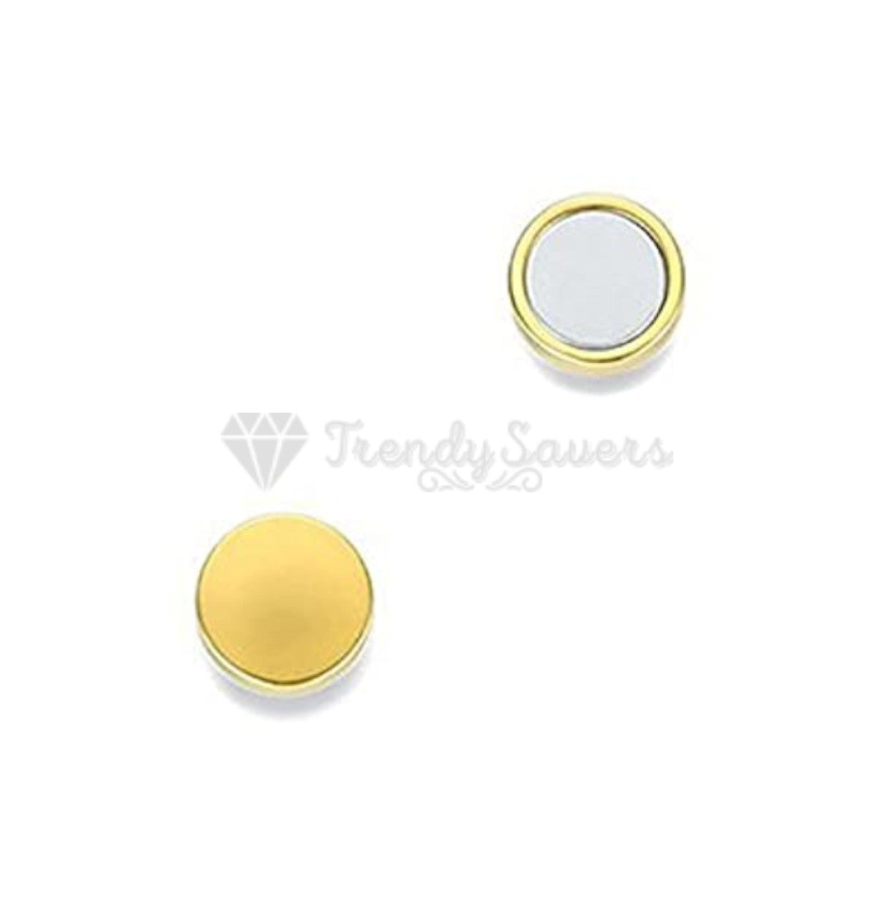 Cute Punk 6MM Stainless Steel Magnetic Non Pierced Round Gold Studs Earrings