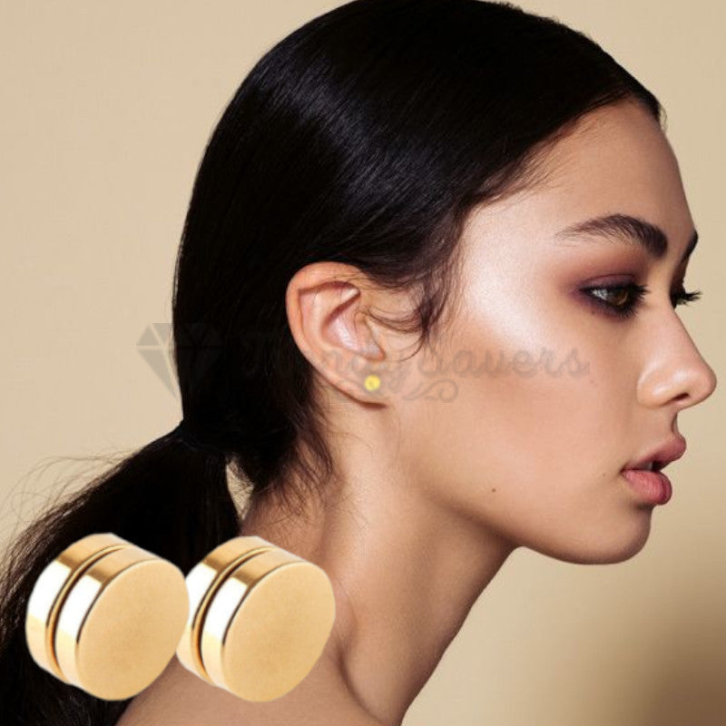 8MM Minimalist Magnetic Round Disc Plain Gold Filled Punk Stud Unisex Earrings