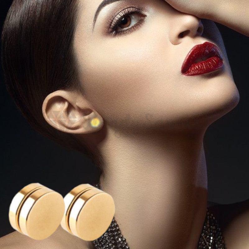 316L Surgical Steel Magnetic Gold Round Disc Punk Stud Charming Earrings 10MM