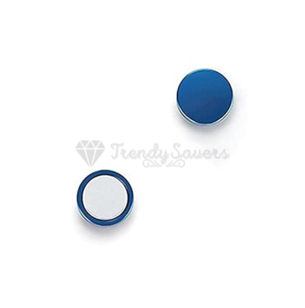 Blue 8MM Surgical Steel Magnetic No Piercing Ear Plugs Punk Stud Earrings Unisex