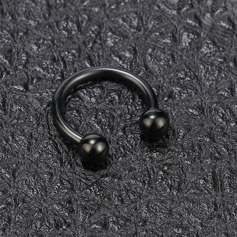 Black Horseshoe Piercing Circular Barbell Ring Septum Ear Tragus Surgical Steel