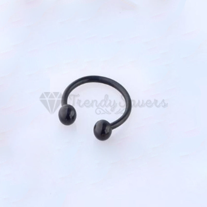 Black Horseshoe Piercing Circular Barbell Ring Septum Ear Tragus Surgical Steel