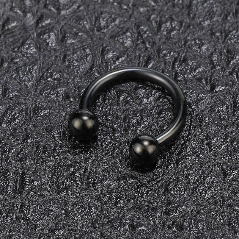 Black Horseshoe Piercing Circular Barbell Ring Septum Ear Tragus Surgical Steel