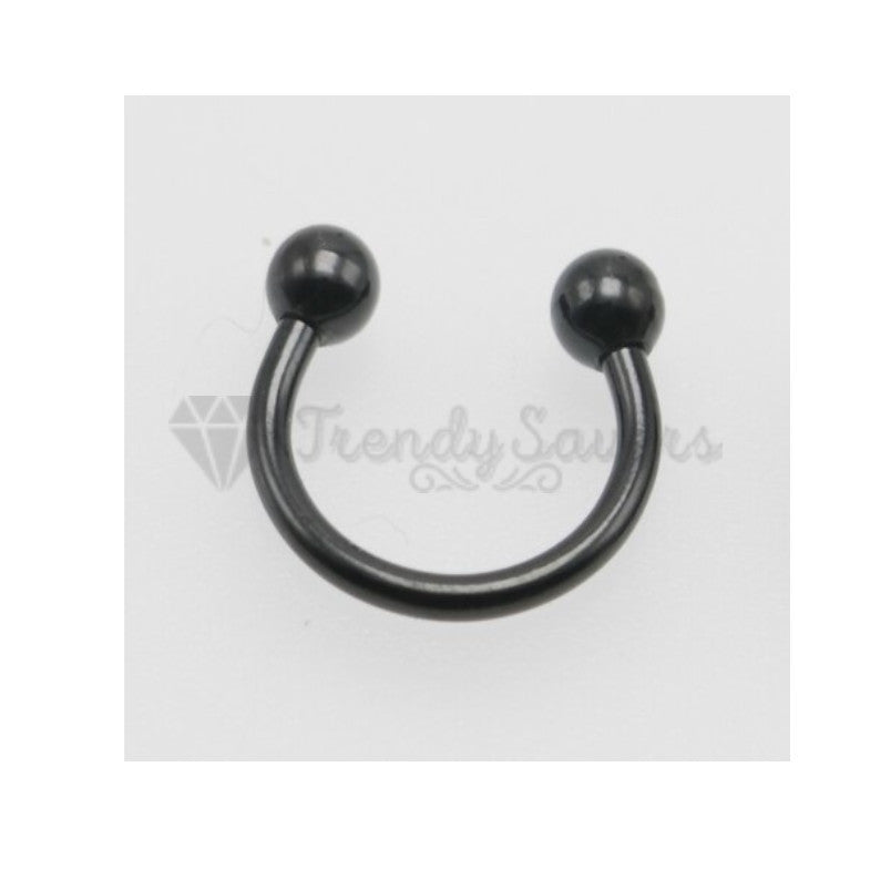 Black Horseshoe Piercing Circular Barbell Ring Septum Ear Tragus Surgical Steel