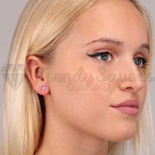 7MM Pink CZ Crystals Stud Earrings 925 Sterling Silver Womens Jewellery New UK