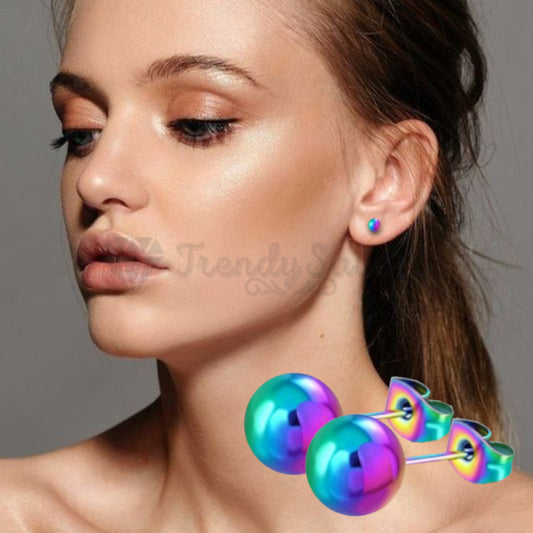 3MM Hypoallergenic Rainbow Coloured Cartilage Ball Dome Studs Fashion Earrings