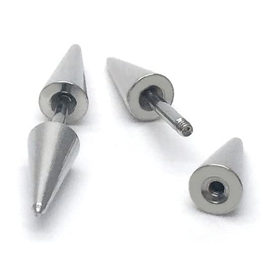 Pair of Surgical Steel Lightweight Punk Double Cone Spike Arrow Stud Earrings
