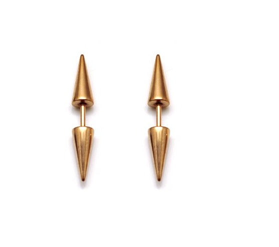 PAIR Unisex Women 316L Surgical Steel Rose Gold Gothic Punk Cone Stud Earrings