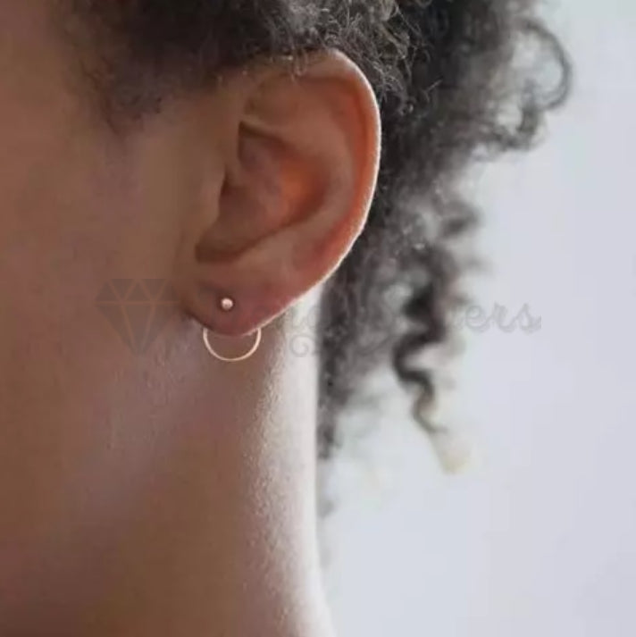 18ct Gold Plated Surgical Steel Geometric Round Metal Hoop Stud Unisex Earrings