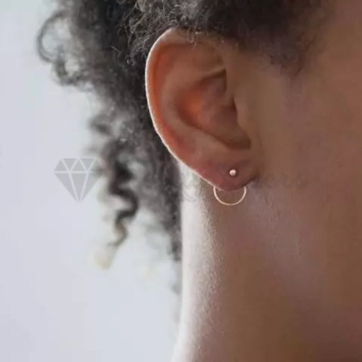 18ct Gold Plated Surgical Steel Geometric Round Metal Hoop Stud Unisex Earrings