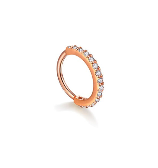 Rose Gold Cartilage Crystal Belly Lip Huggie Hoop Helix Nose Ear Small Ring 6MM