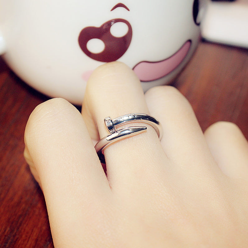 Unisex Girl's Stainless Steel Adjustable Silver Nail Wrap Open Toe Finger Rings