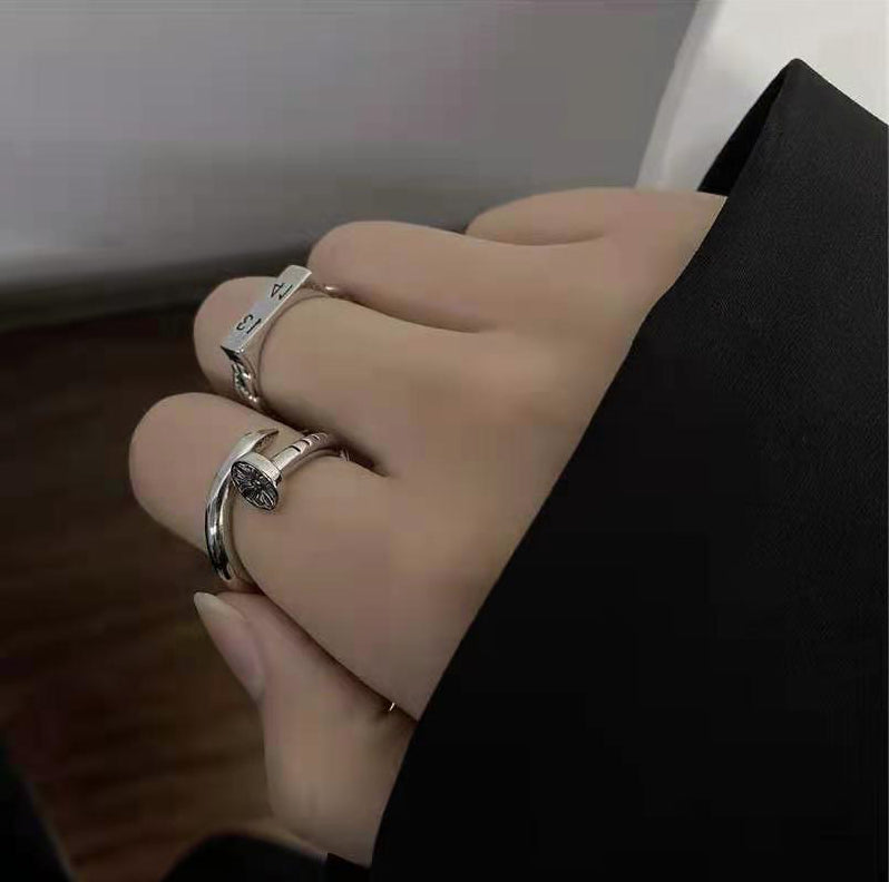 Unisex Girl's Stainless Steel Adjustable Silver Nail Wrap Open Toe Finger Rings