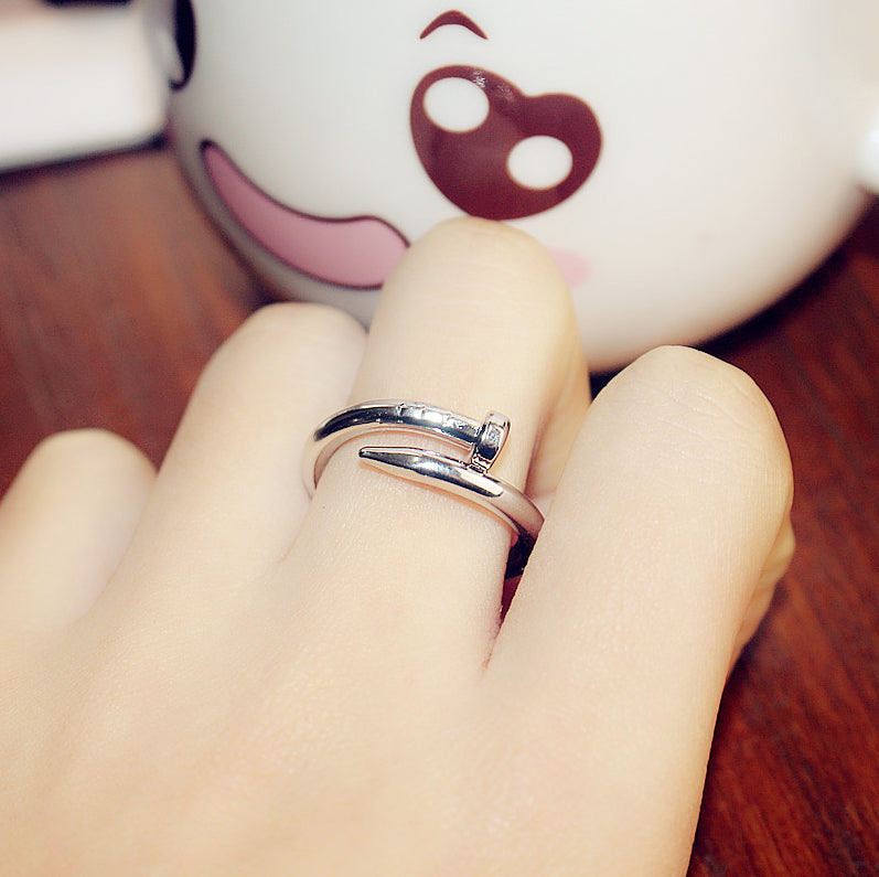 Unisex Girl's Stainless Steel Adjustable Silver Nail Wrap Open Toe Finger Rings