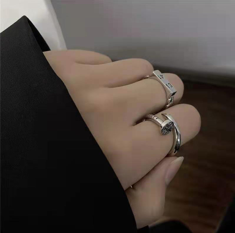 Unisex Girl's Stainless Steel Adjustable Silver Nail Wrap Open Toe Finger Rings