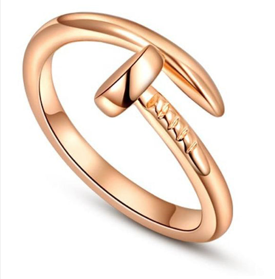 Unisex Women Stainless Steel Adjustable Rose Gold Nail Open Toe Finger Rings