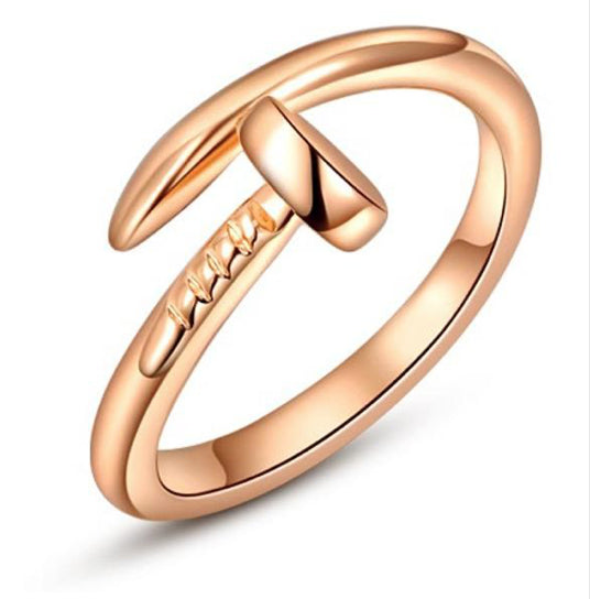 Unisex Women Stainless Steel Adjustable Rose Gold Nail Open Toe Finger Rings