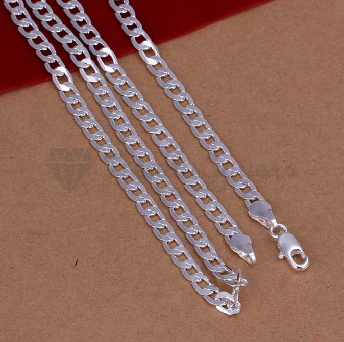Solid 925 Sterling Silver Plated 4MM Wide Neck Link Chain Necklace 28inch Long