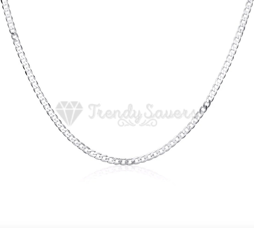 Solid 925 Sterling Silver Plated 4MM Wide Neck Link Chain Necklace 28inch Long