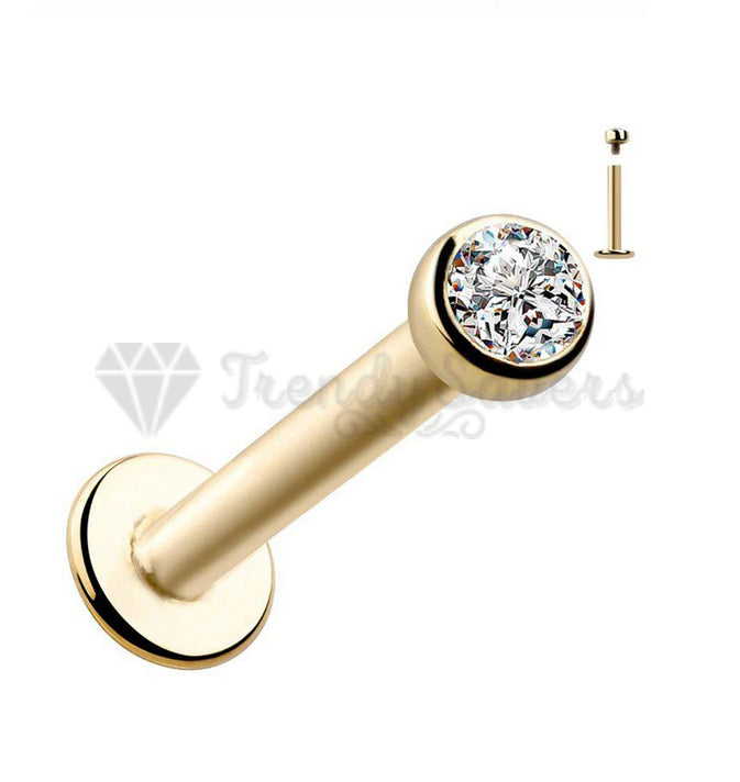 2x Internally Threaded Piercing Nose Stud Cartilage Helix Ring Labret Bars 2.5MM