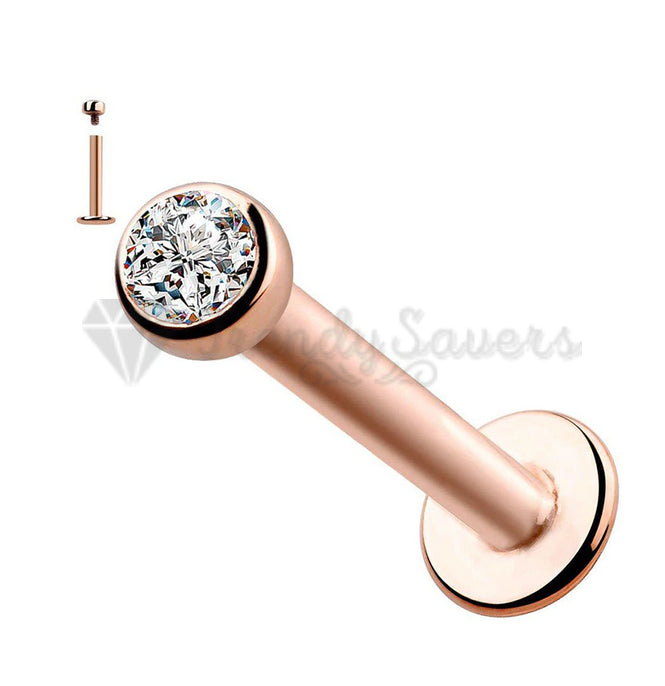 2x Internally Threaded Rose Gold Labret Monroe Bars Ear Nose Lip Piercings 2MM