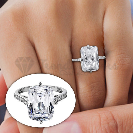 Size 10 (20mm) U - V Simple Thin Band Rectangle Stone Engagement Promise Ring