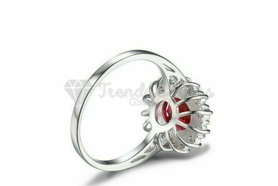 Size 9 (19mm) S - T Diamond Cluster Red Ruby Engagement Anniversary Ring Jewelry