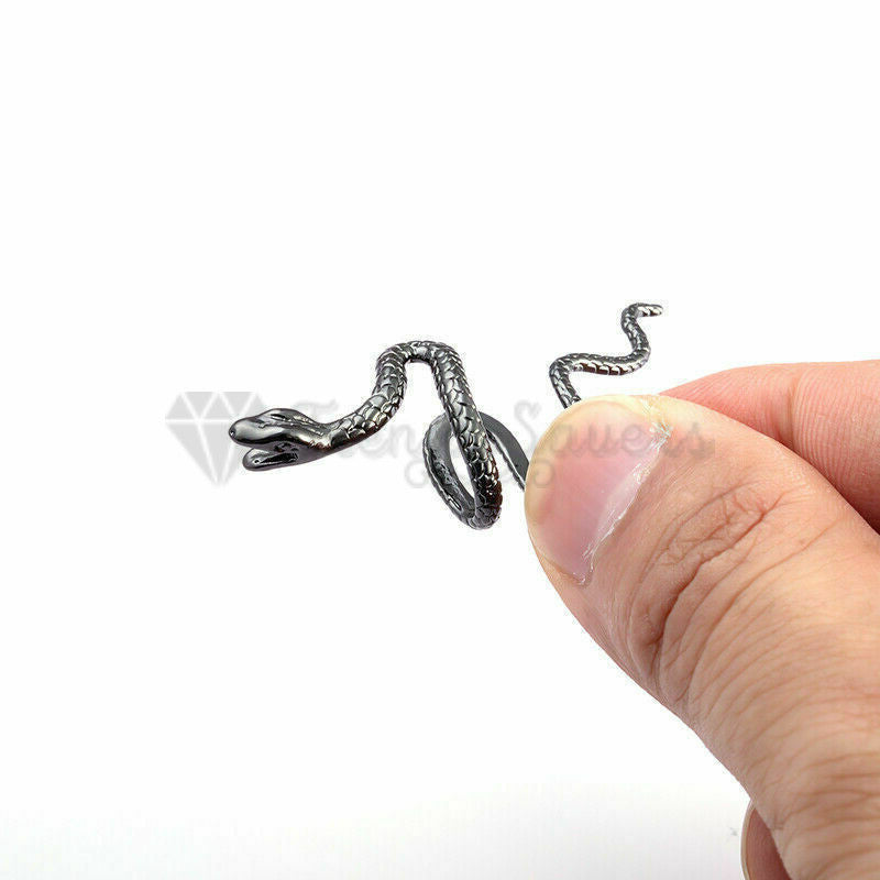 Hypoallergenic Stainless Steel Black Snake Wrap Cuff Cartilage Earrings Unisex