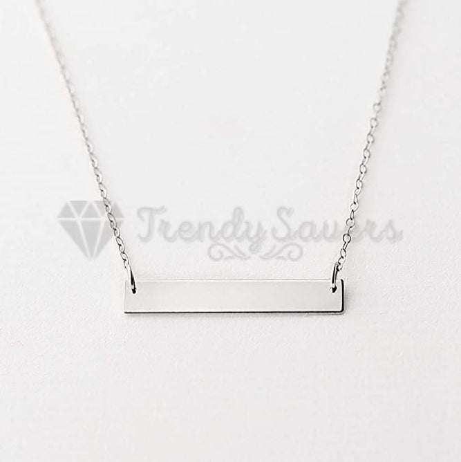 Hypoallergenic Geometric Choker Charm Silver Horizontal Bar Pendant Necklace