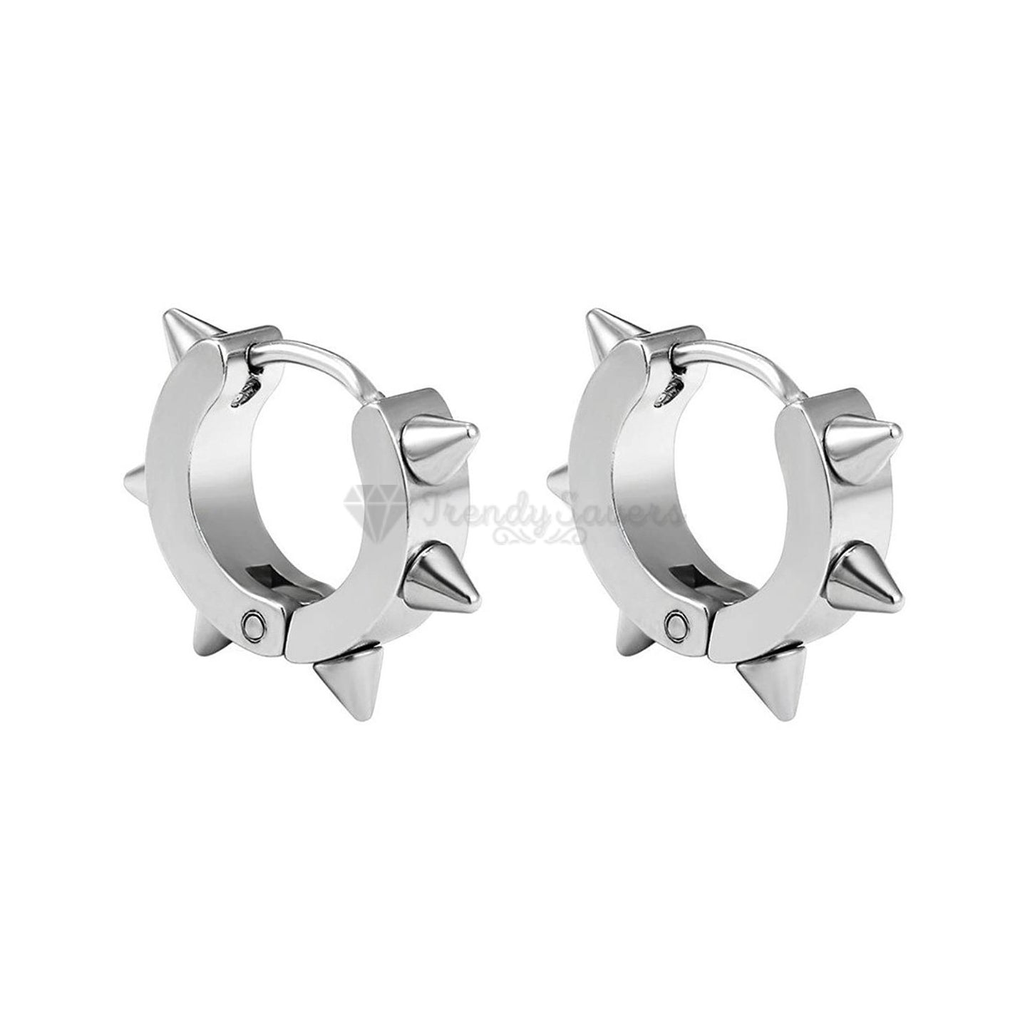 Hypoallergenic Stainless Steel Hoop Stud Silver Earrings Punk Style Unisex