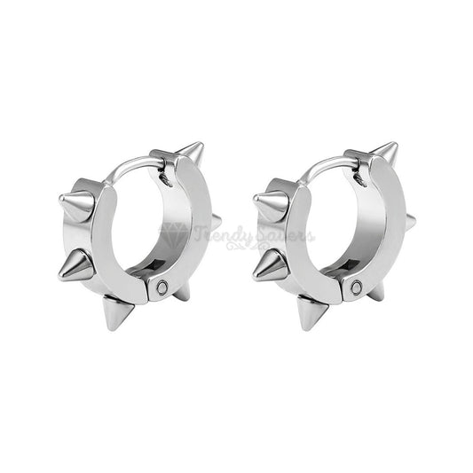 Hypoallergenic Stainless Steel Hoop Stud Silver Earrings Punk Style Unisex