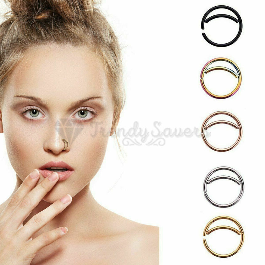 5PCS Surgical Steel Moon Helix Daith Ear Nose Rings Septum Body Piercing Gift