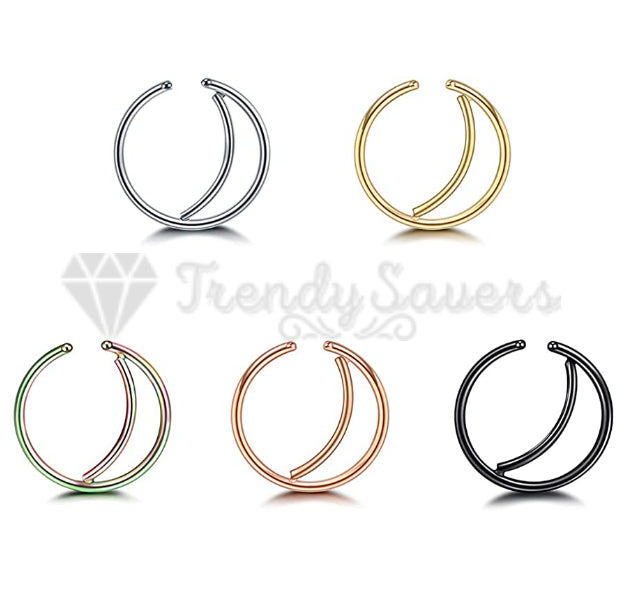 5PCS Surgical Steel Moon Helix Daith Ear Nose Rings Septum Body Piercing Gift