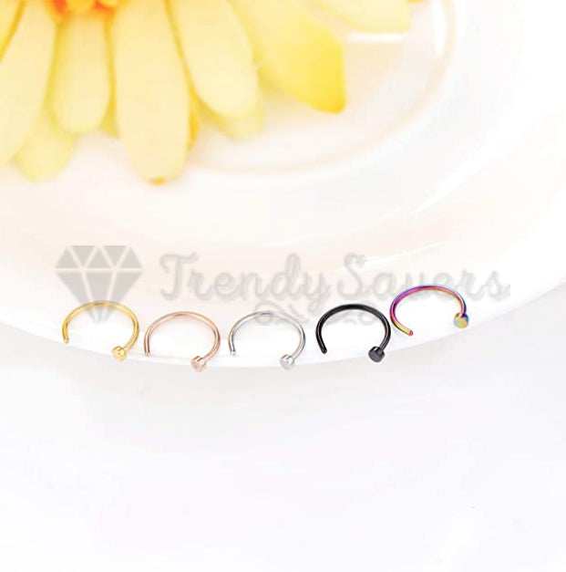 5PCS Surgical Steel Fake Helix Daith Ear Nose Rings Septum Body Piercing Gift Bag