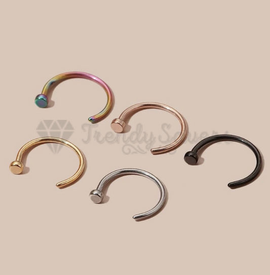 5PCS Surgical Steel Fake Helix Daith Ear Nose Rings Septum Body Piercing Gift Bag