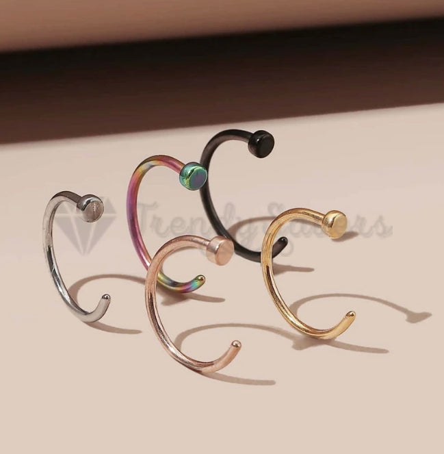 5PCS Surgical Steel Fake Helix Daith Ear Nose Rings Septum Body Piercing Gift Bag