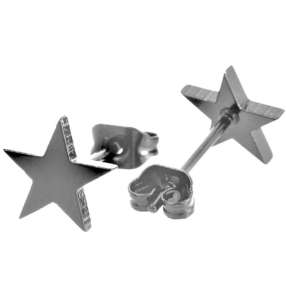 Hypoallergenic Stainless Steel Cute Charming Silver Star Celestial Shape Stud Earrings