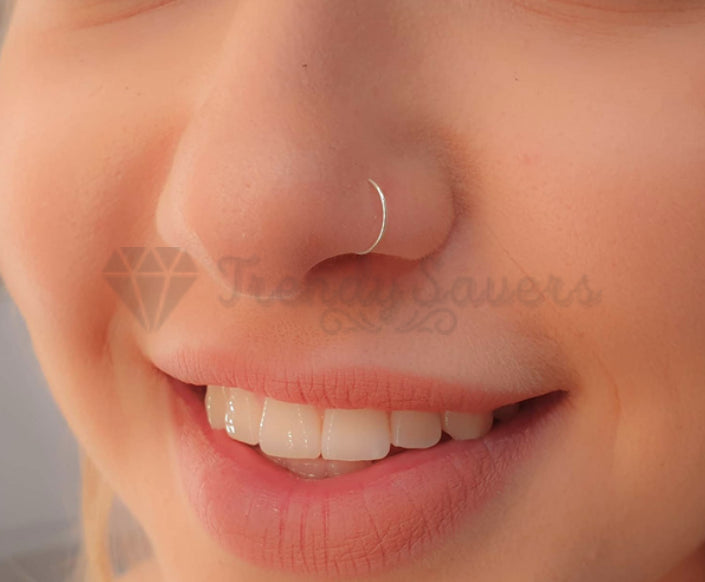 5Pcs Stainless Steel Seamless Piercing Nose Ring Nose Stud Clip On Body Jewelry With Gift BAG
