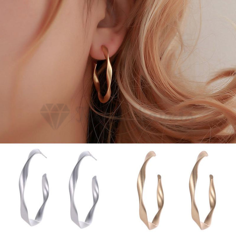 Classic Silver Chrome Cartilage Smooth Hollow Round Clicker Stud Hoop Earrings