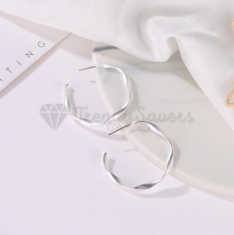 Classic Silver Chrome Cartilage Smooth Hollow Round Clicker Stud Hoop Earrings