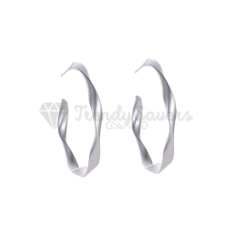 Classic Silver Chrome Cartilage Smooth Hollow Round Clicker Stud Hoop Earrings